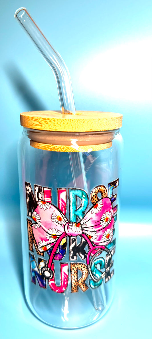 Glass Tumbler with Bamboo Lid & Glass Straw