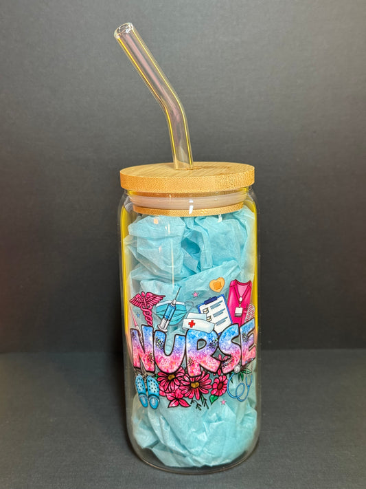Glass Tumbler with Bamboo Lid & Glass Straw